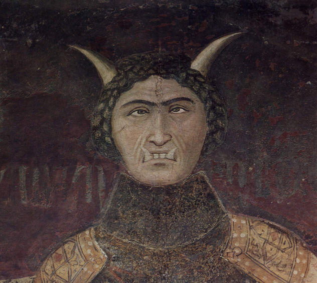 Frescos del ciclo "Allegorías del buen y del mal gobierno" en la sala del consejo de los Nueve, Palazzo Pubblico en Siena, escena.