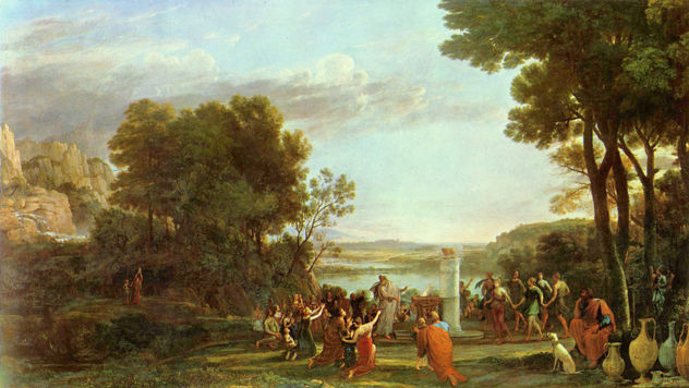 Paisaje con la adoración del becerro de oro
