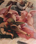 Madonna en trono, ángel y santo, a la izquierda