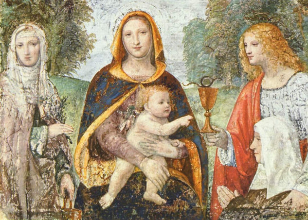 Madonna with Saint Martha, Saint John the Evangelist, and a nun (founder) 