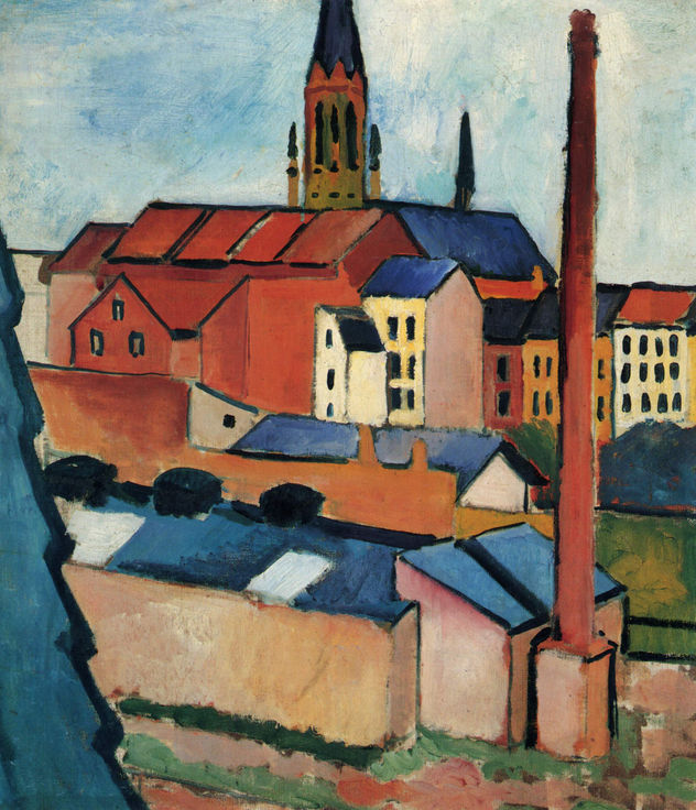 Church of Mary with Houses and Chimney