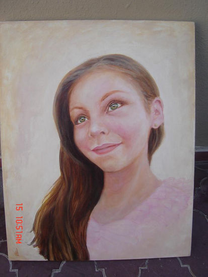 Retrato de Niña Oil Canvas Portrait