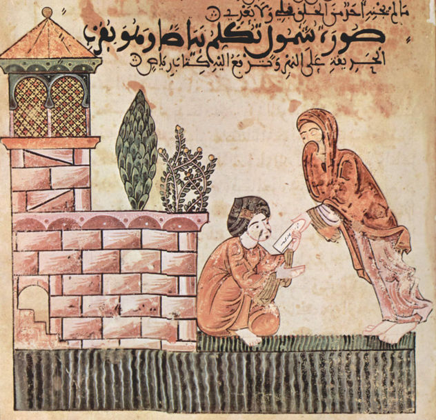 La historia de Bayâd y Riyâd, manuscrito magrebí, escena