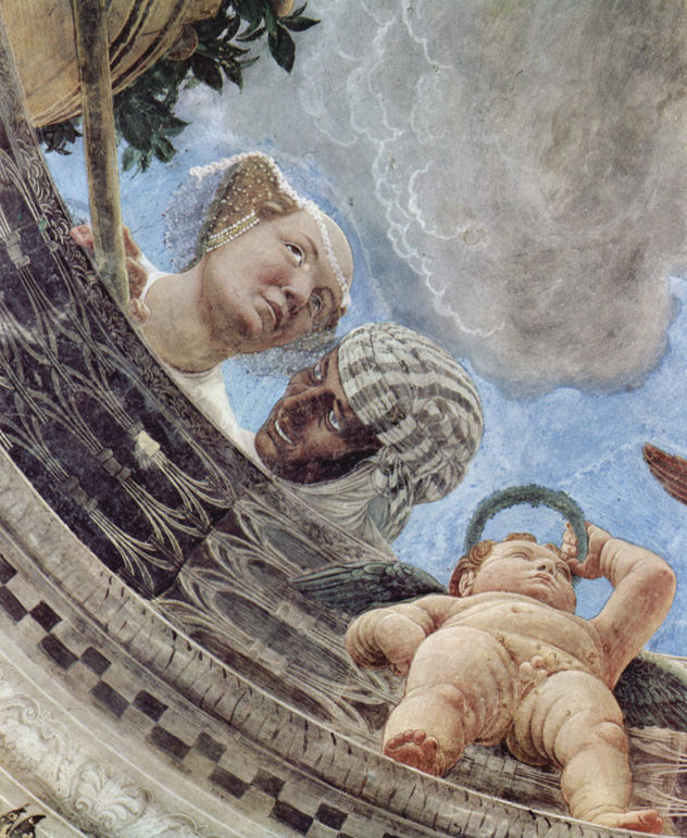 Ciclo de frescos en la Camera degli Sposi en el Palacio Ducal de Mantua, fresco de la bóveda, detalle