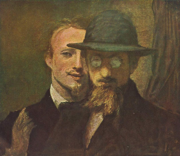 Self-Portrait of Marées and Portrait of Lenbach (diptych) 