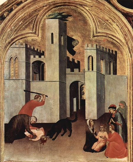 Triptych of Blessed Saint Augustine Novello, left panel, upper scene 