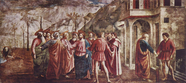 Ciclo de frescos de la capilla Brancacci en Santa Maria del Carmine en Florencia, escenas de la vida de Pedro, escena