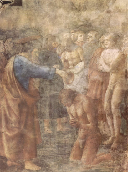 Ciclo de frescos de la capilla Brancacci en Santa Maria del Carmine en Florencia, escenas de la vida de Pedro, escena 