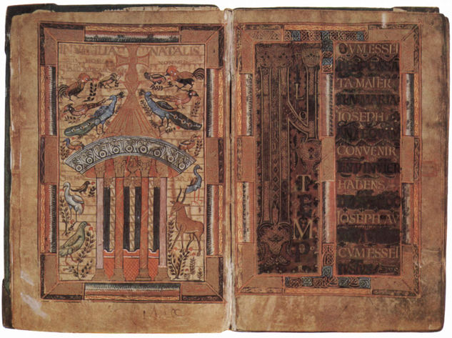 Godescalc-Evangeliar, manuscrito de Godescalc, escribano de Carlomagno, escena 