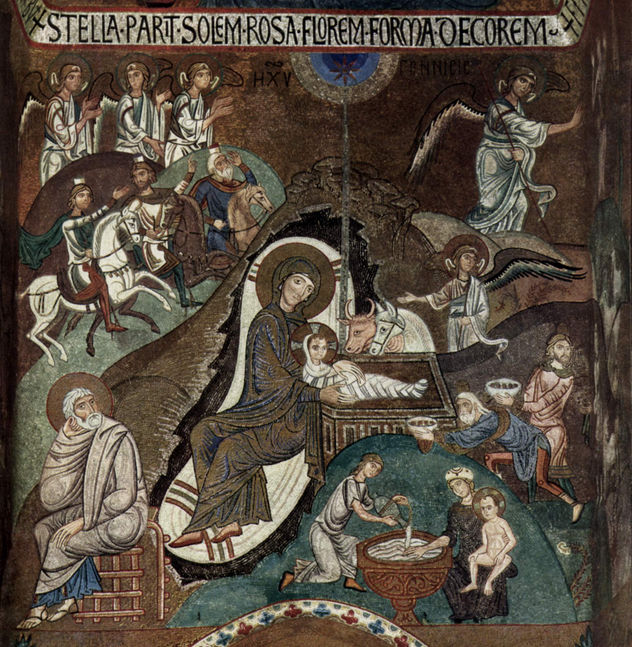Mosaicos de la Capella Palatina en Palermo, escena