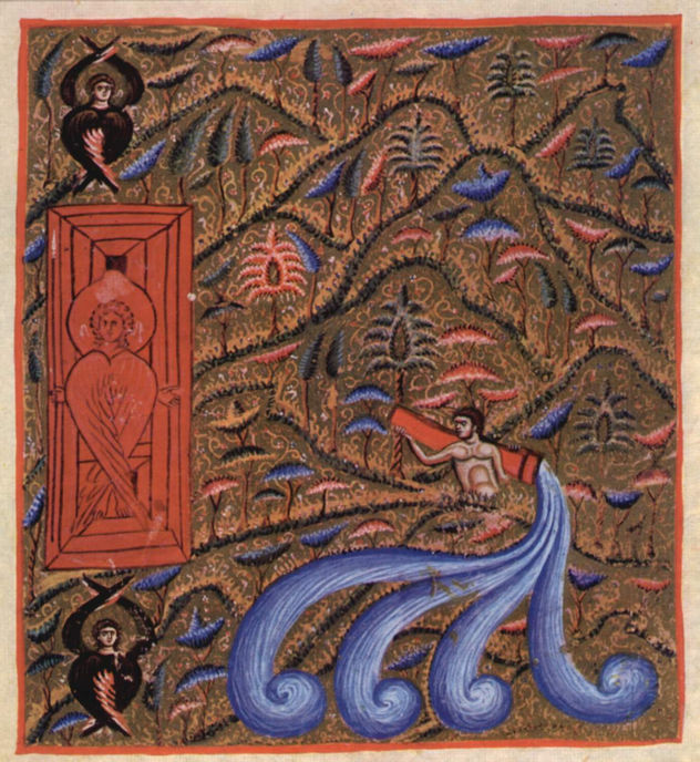 Colecciones de sermones del monje Juan de Kokkinobaphos sobre la Virgen María, escena