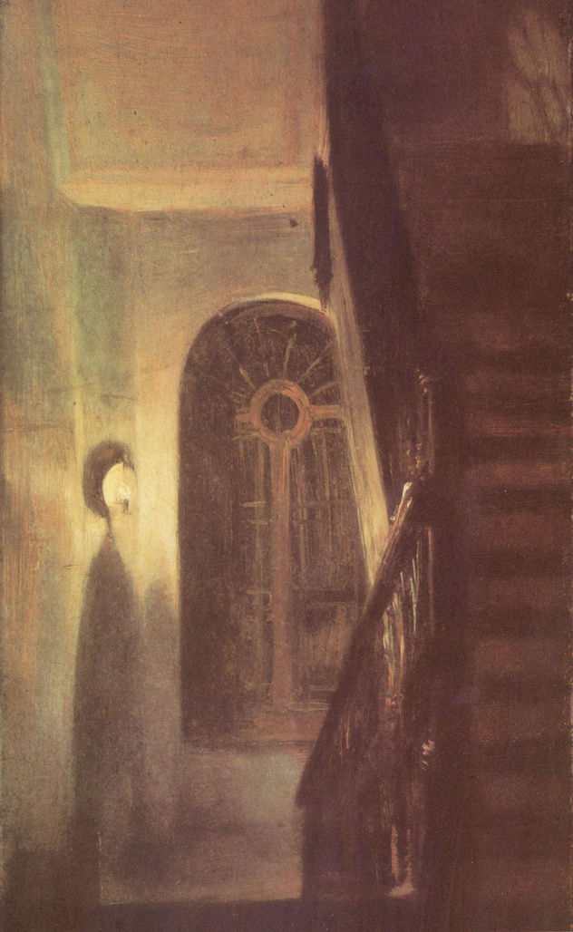 Escalera con iluminación nocturna