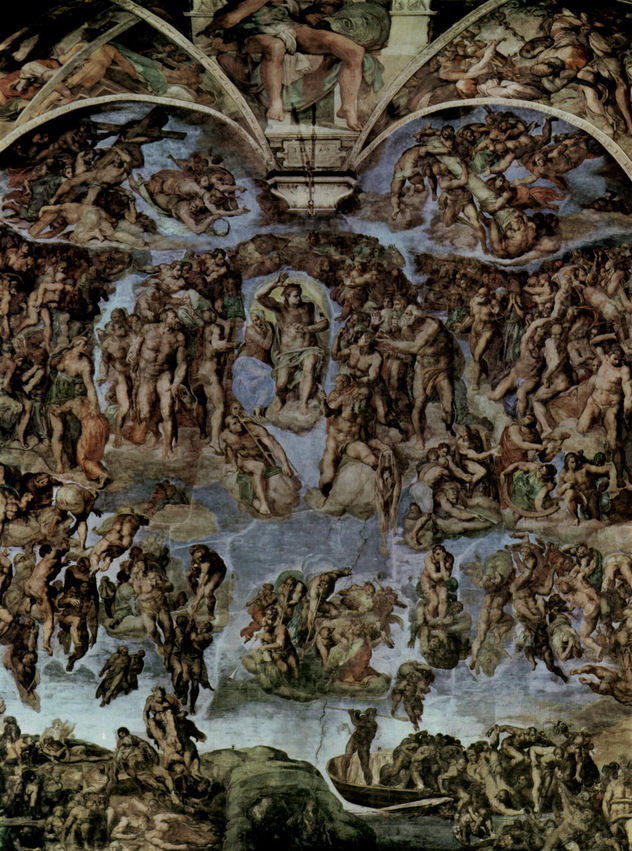 Juicio Final, fresco en el muro del altar de la Capilla Sixtina, visión de conjunto