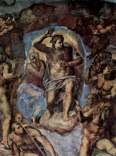 Juicio Final, fresco en el muro del altar de la Capilla Sixtina, detalle 