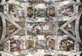 Ceiling of the Sistine Chapel, fresco, stories of Genesis, detail of the overall view with the main scenes