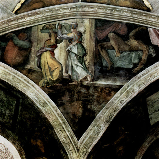 Vault of the Sistine Chapel, fresco, stories of Genesis, scene in the lunette 