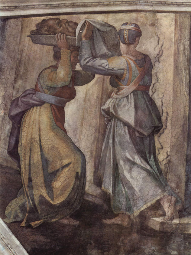 Bóveda de la Capilla Sixtina, fresco, historias del Génesis, escena en la luneta