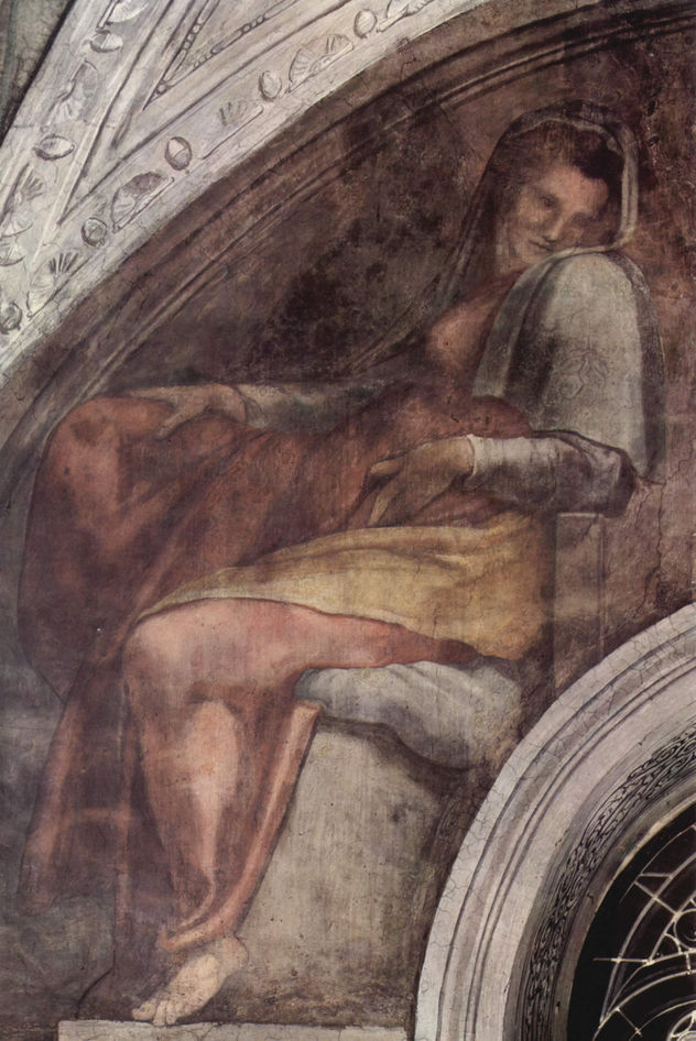 Bóveda de la Capilla Sixtina, fresco, historias del Génesis, escena en la luneta