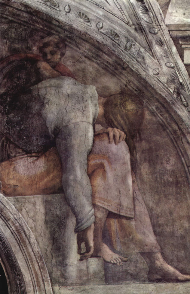 Bóveda de la Capilla Sixtina, fresco, historias del Génesis, escena en la luneta
