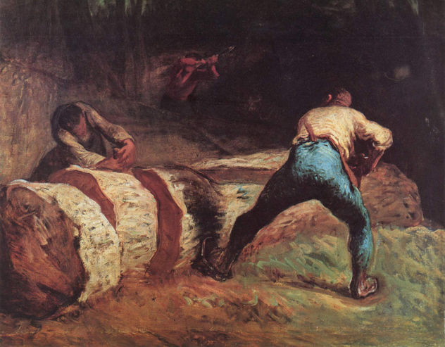 Forestry Worker Sawing Wood