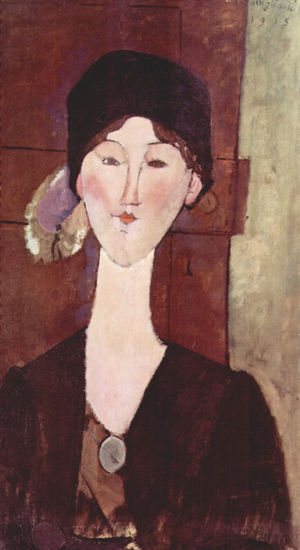 Retrato de Beatrice Hastings ante una puerta 