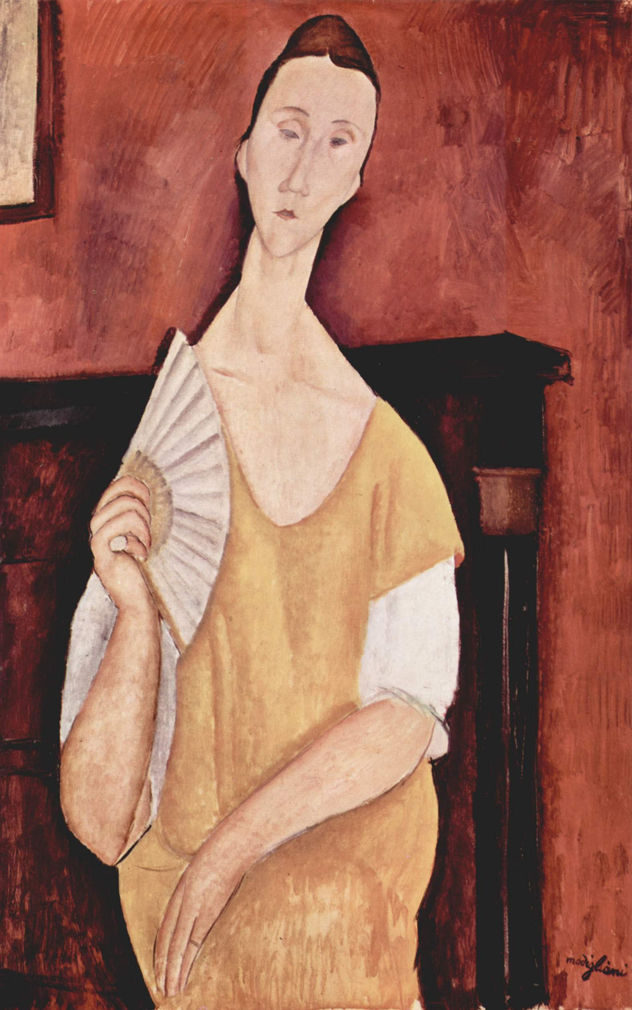 Retrato de Lunia Czechowska con abanico