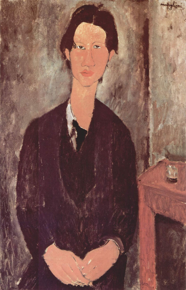 Retrato de Chaim Soutine, sentado en una mesa