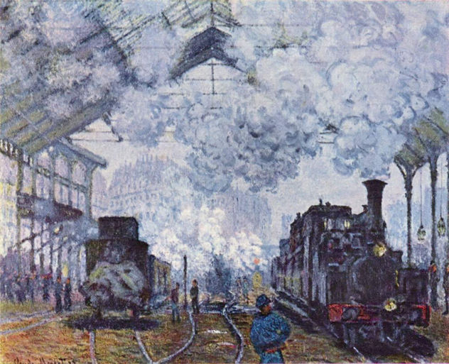 Estación de Saint Lazare en Paris, llegada de tren