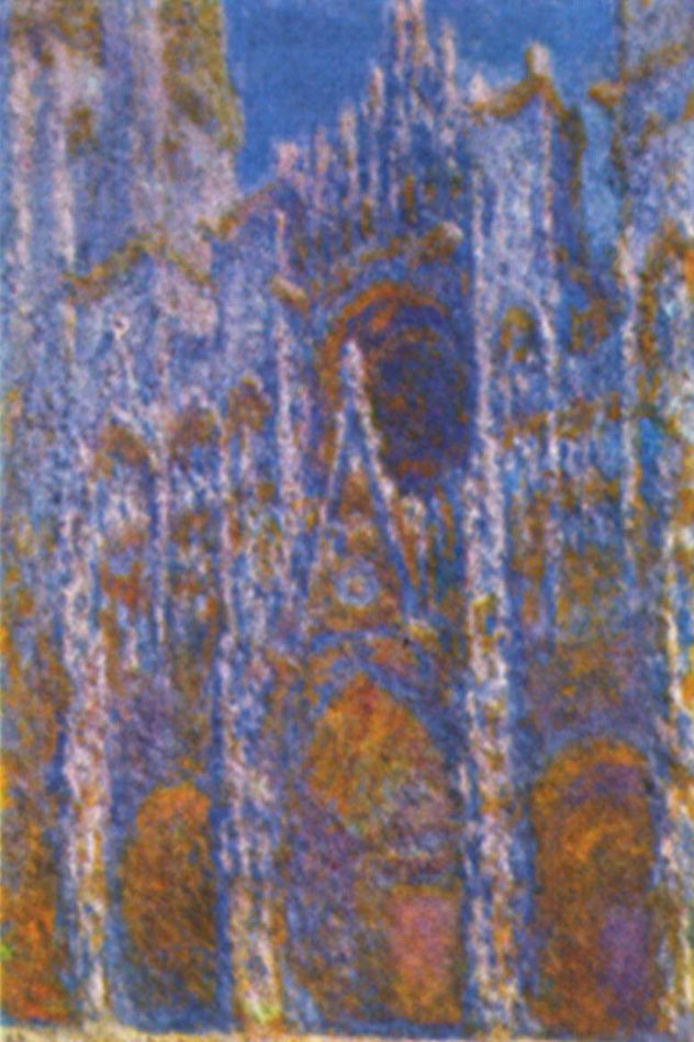 Catedral de Rouen (Portal con el sol de la mañana, armonía en azúl