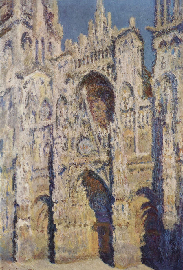 Catedral de Rouen (Portal y torre Staint-Romain con sol radiante, armonía en azúl y oro