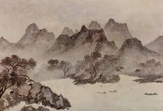 Handrolle »Acht Ansichten der Gegend von Hsiao-Hsiang«, Detalle