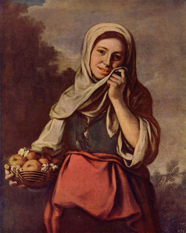 Girl with Fruits and Flowers