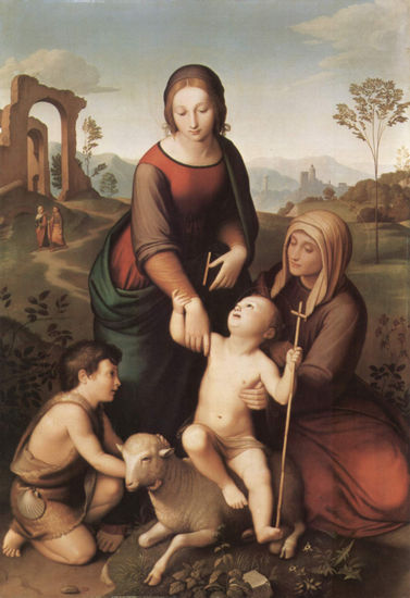 María y Elisabeth con el niño Jesús y el niño Juan. 