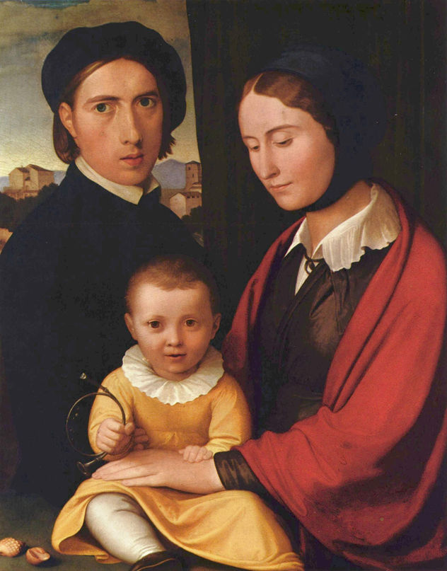 Autorretrato del artista con su esposa e hijo Alfons