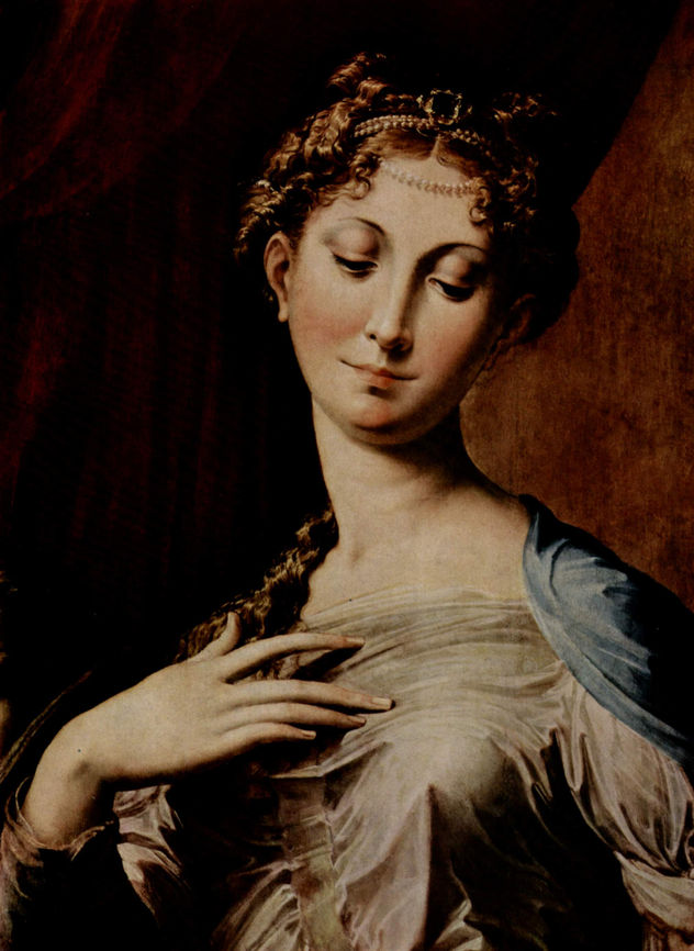 Madonna con el cuello largo, detalle