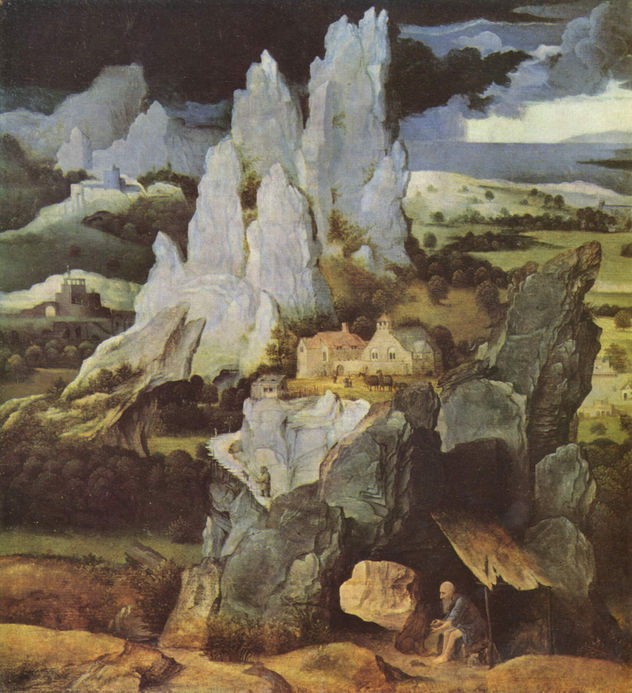 Hl. Hieronymus en un paisaje rocoso