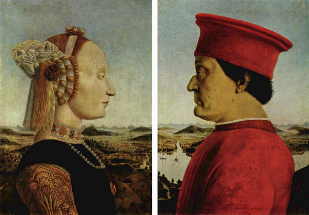 Retrato de Federigo di Montefeltro y su esposa Battista Sforza 