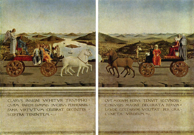 Triunfo del duque Frederigo di Montefeltro y su esposa Battista Sforza