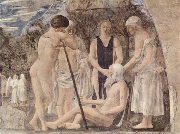 Frescos del "Ciclo de la Leyenda de la Santa Cruz" en el coro de San Francesco en Arezzo, escena