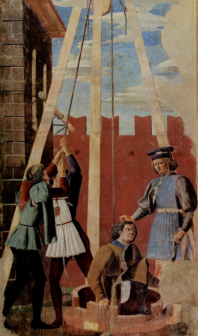 Frescos del "La leyenda de la Santa Cruz" en el coro de San Francesco en Arezzo, escena