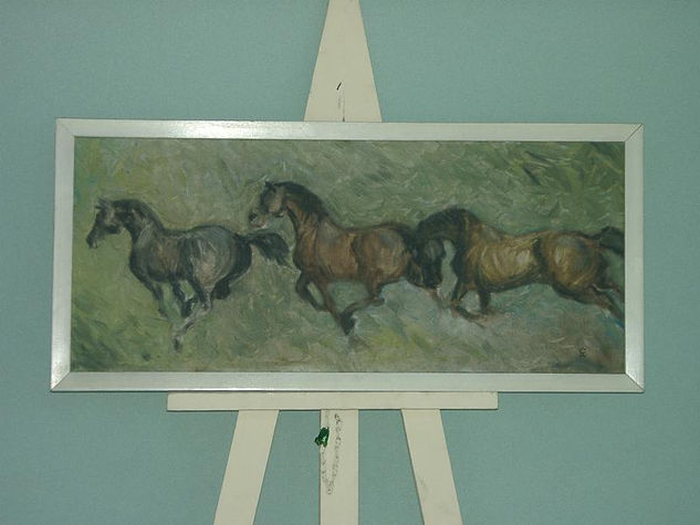 CABALLOS EN ESTAMPIDA Oil Canvas Landscaping