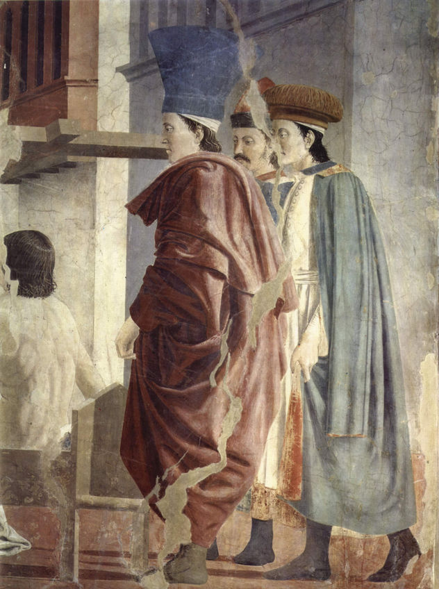 Frescos del "La leyenda de la Santa Cruz" en el coro de San Francesco en Arezzo, escena