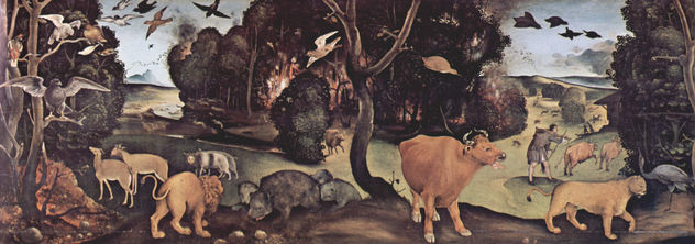Sequence of images about the prehistory of humanity, scene