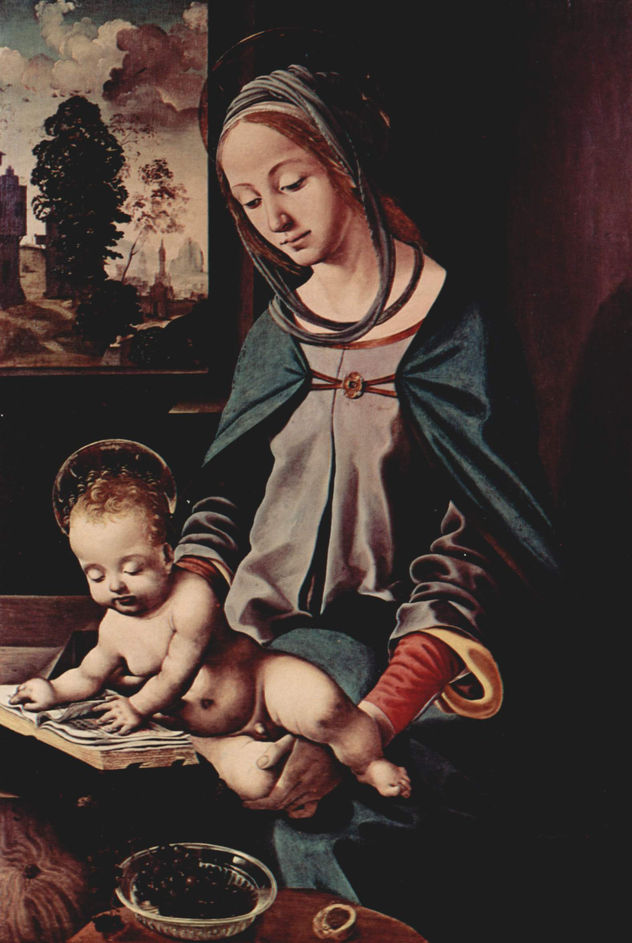 Madonna con el Niño Jesús leyendo