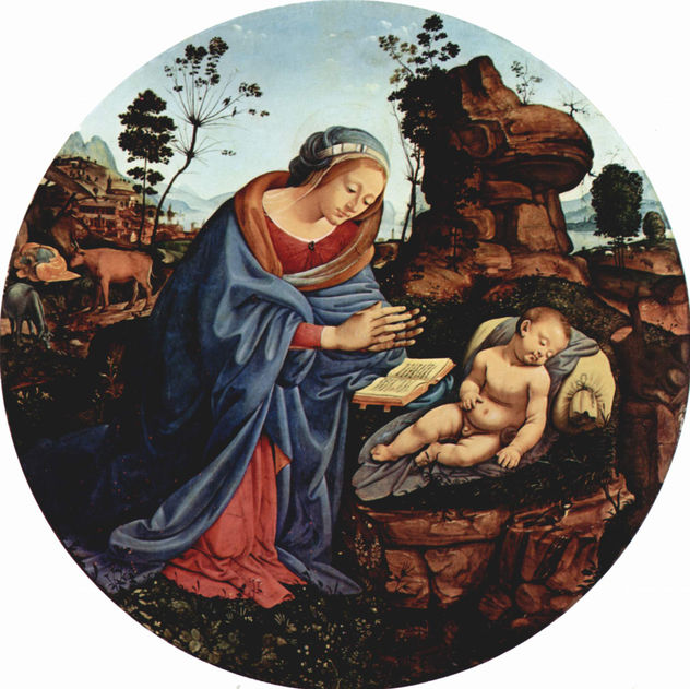 Maria, el niño adorando, Tondo