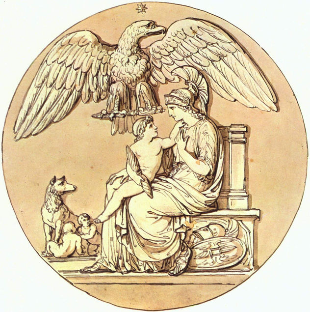 The goddess Rome and the king of Rome
