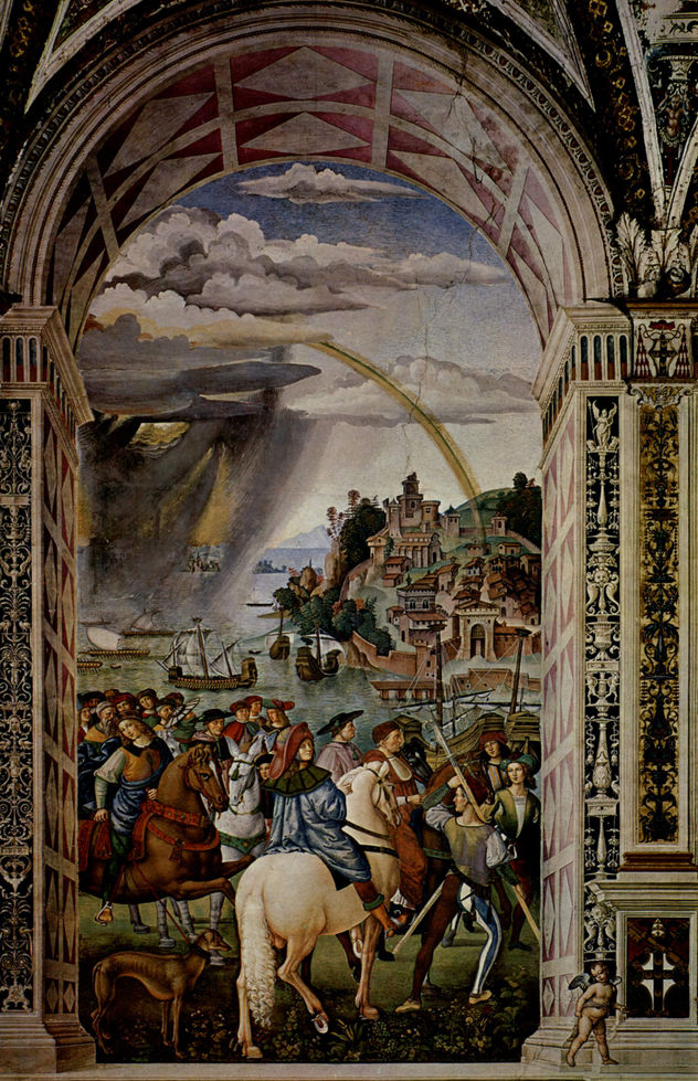 Ciclo de frescos sobre la vida y las acciones de Enea Silvio Piccolomini, Papa Pío II, en la biblioteca de la catedral de Siena, escena.