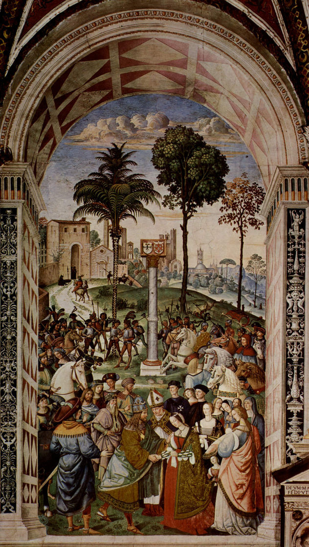 Ciclo de frescos sobre la vida y las acciones de Enea Silvio Piccolomini, Papa Pío II, en la biblioteca de la catedral de Siena, escena.