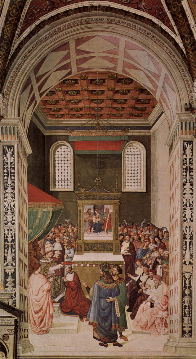 Ciclo de frescos sobre la vida y las acciones de Enea Silvio Piccolomini, Papa Pío II, en la biblioteca de la catedral de Siena, escena.