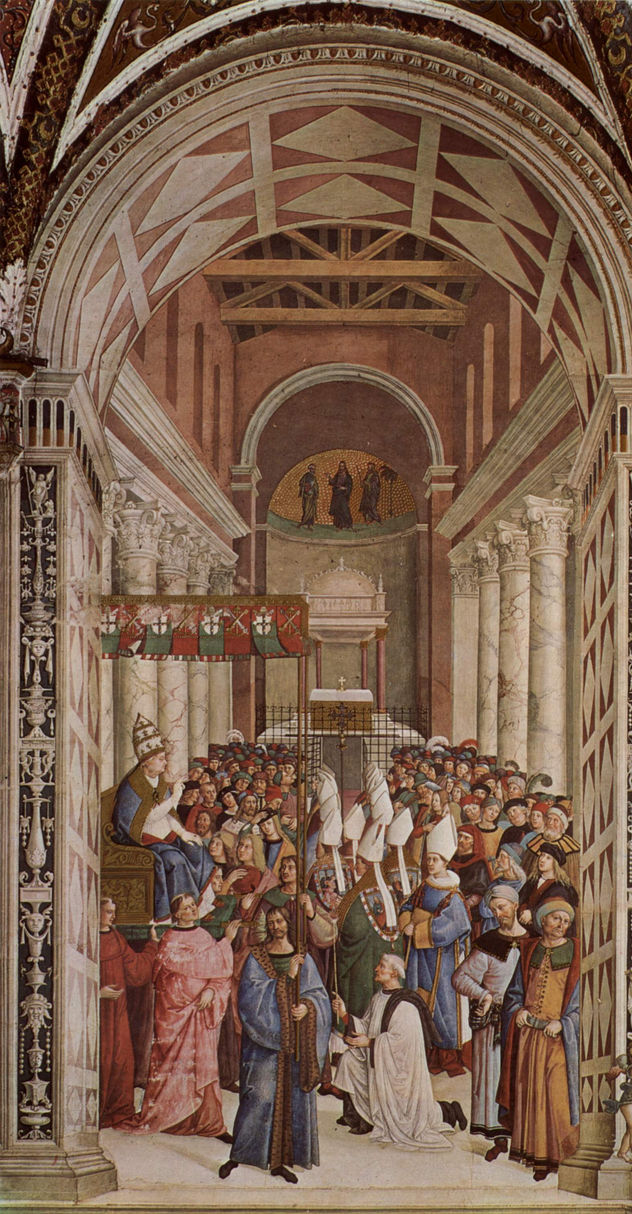Ciclo de frescos sobre la vida y las acciones de Enea Silvio Piccolomini, Papa Pío II, en la biblioteca de la catedral de Siena, escena.